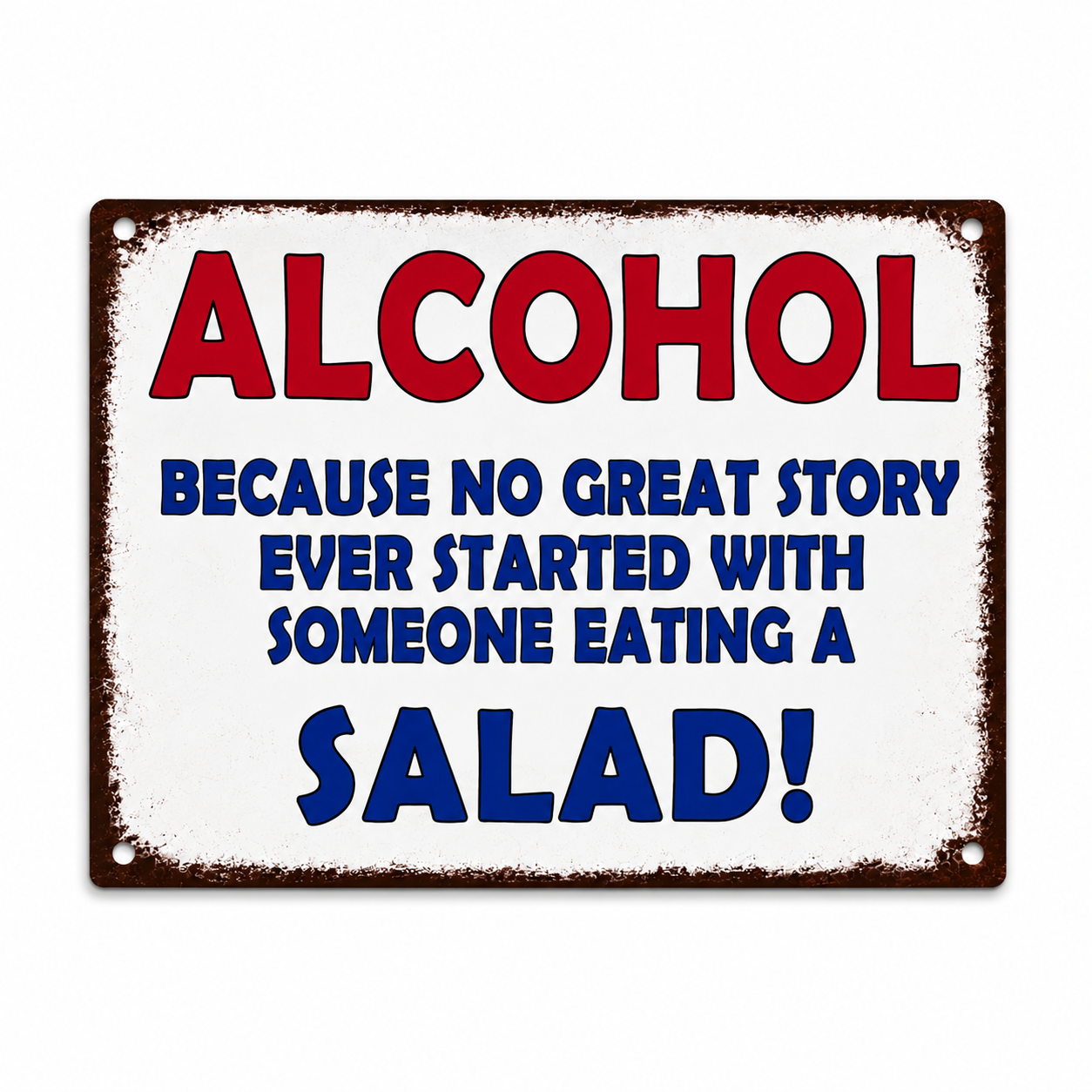 Funny Alcohol & Salad Aluminium Bar Sign