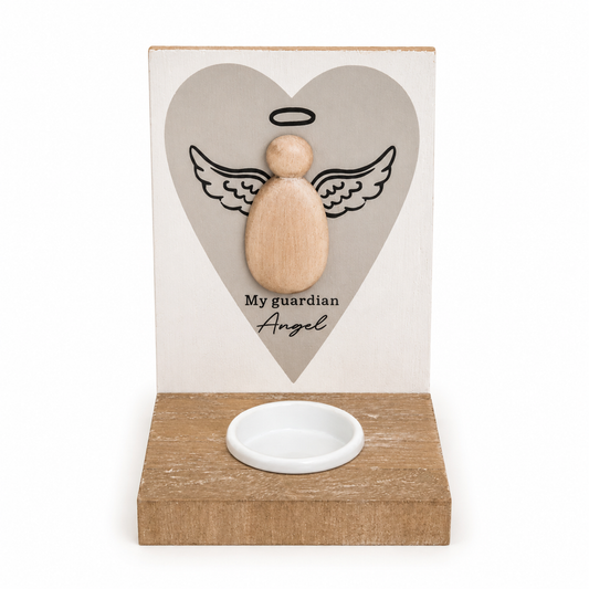 Guardian Angel Wooden Tealight Holder