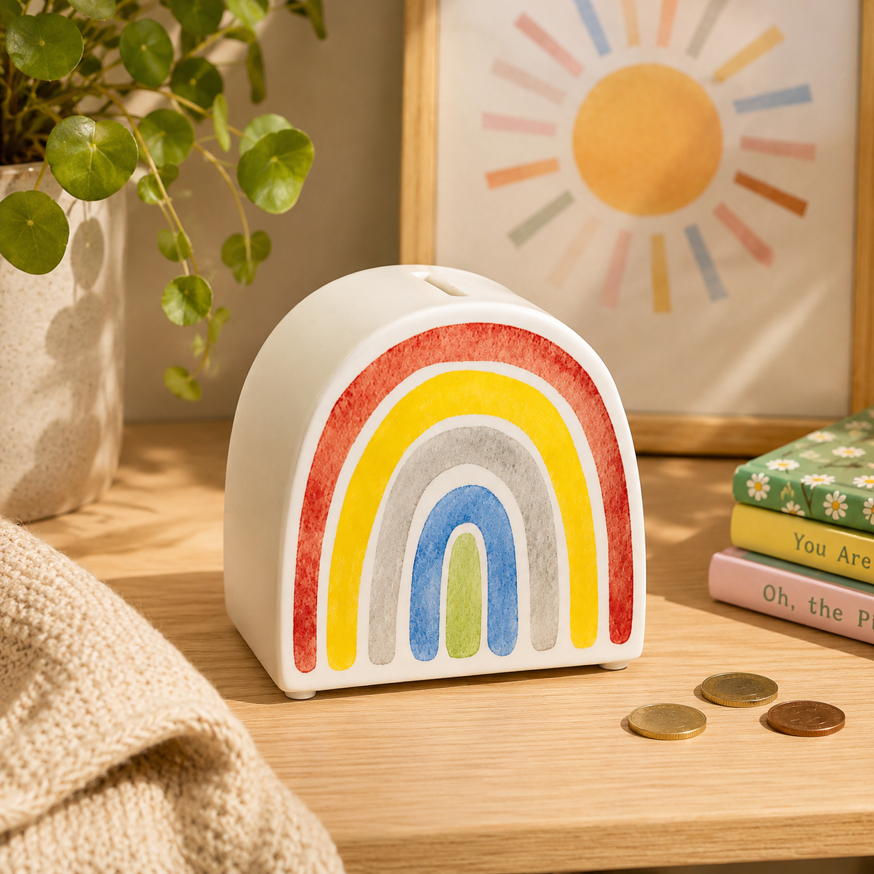 Rainbow Ceramic Money Box – Children’s Rainbow Savings Bank
