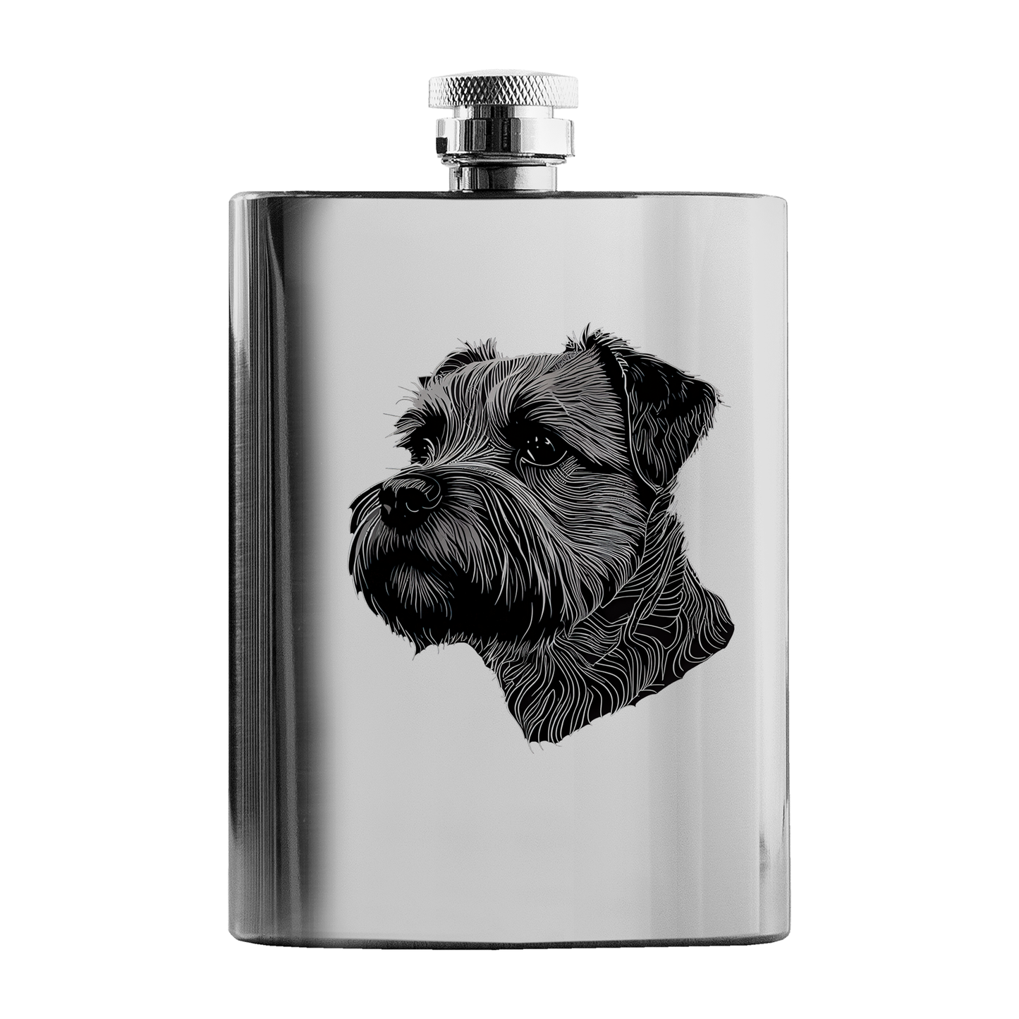 Dog Portrait Stainless Steel Hip Flask - 8 fl oz