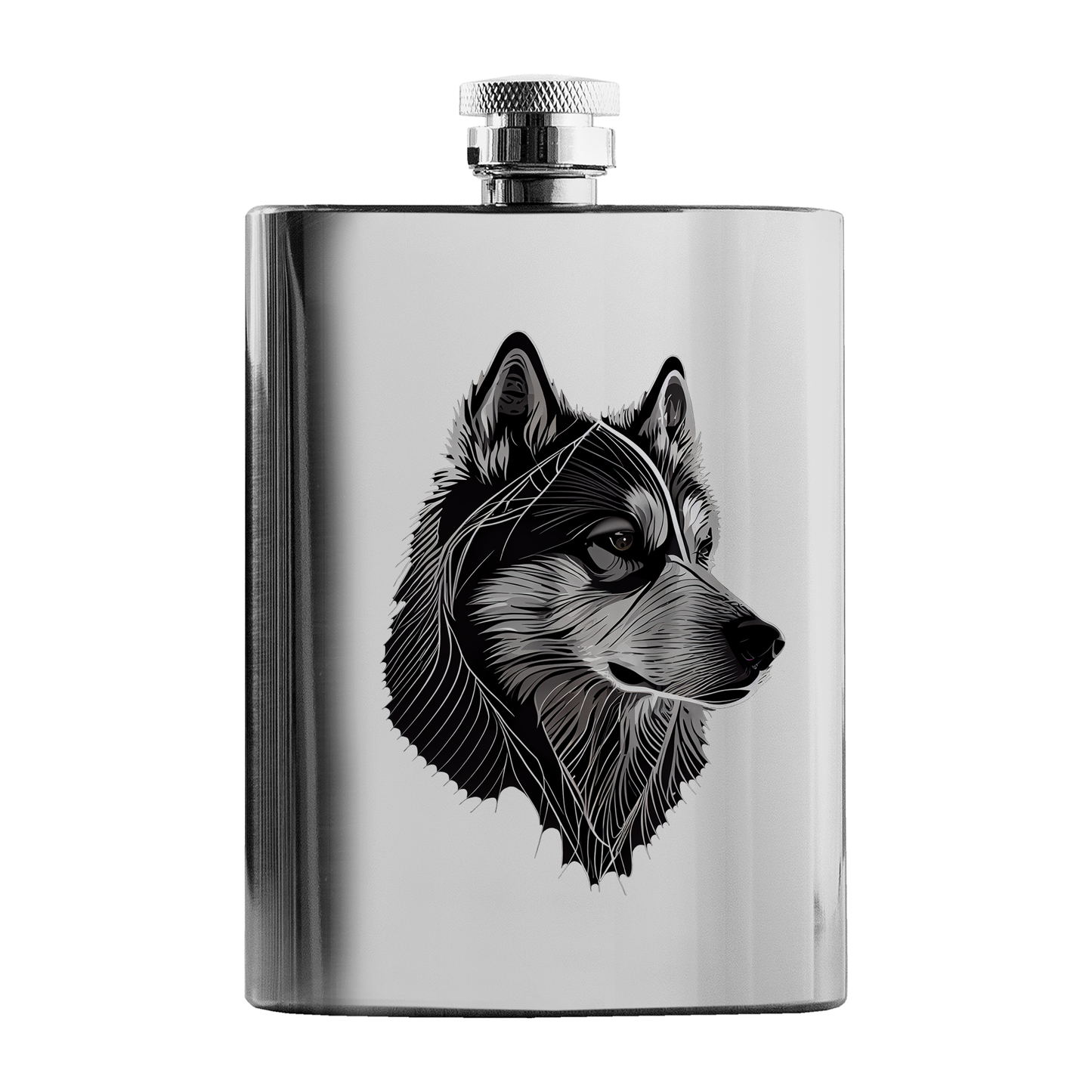 Dog Portrait Stainless Steel Hip Flask - 8 fl oz