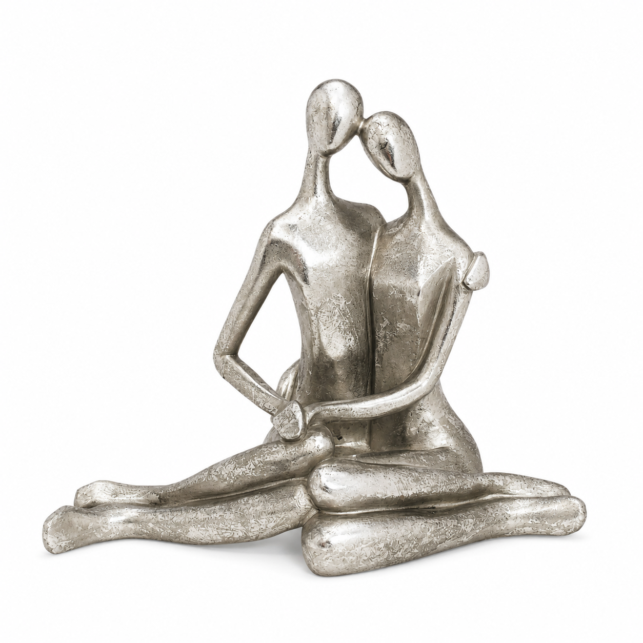 Silver Couple Embrace Statuette Ornament