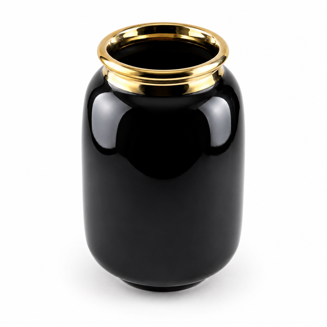 Luxury Ceramic Vase with Gold Rim | Black & Sage Green Home Decor Vase