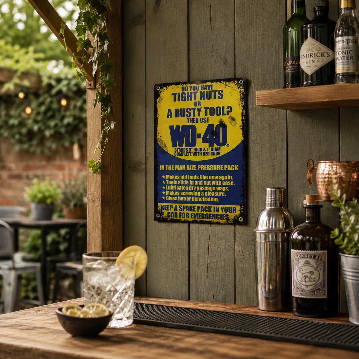 Funny WD-40 Style Aluminium Bar & Garage Sign