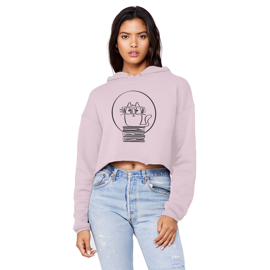Hoodie | Cropped Raw Edge Boyfriend Style | Book Cat