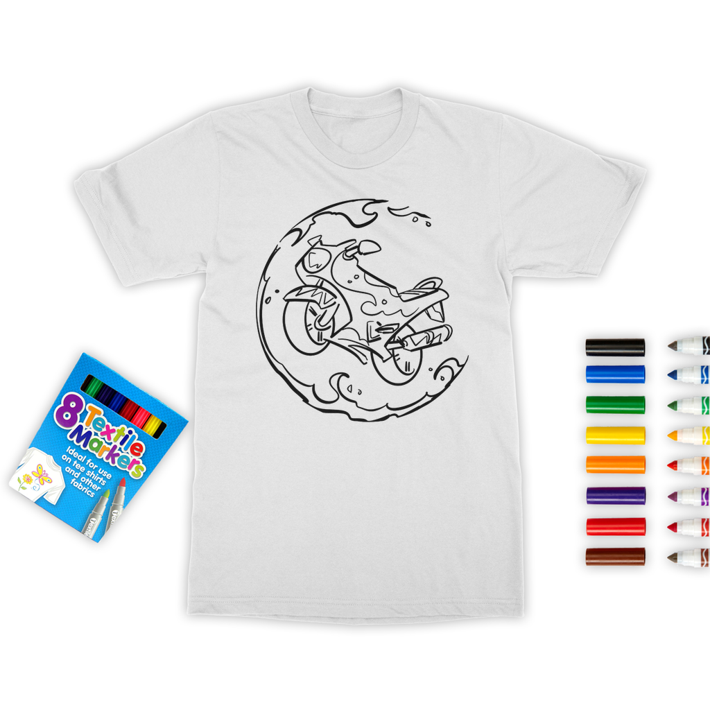 Colour It | Motorcycle | T-Shirt & Textile Pen Set