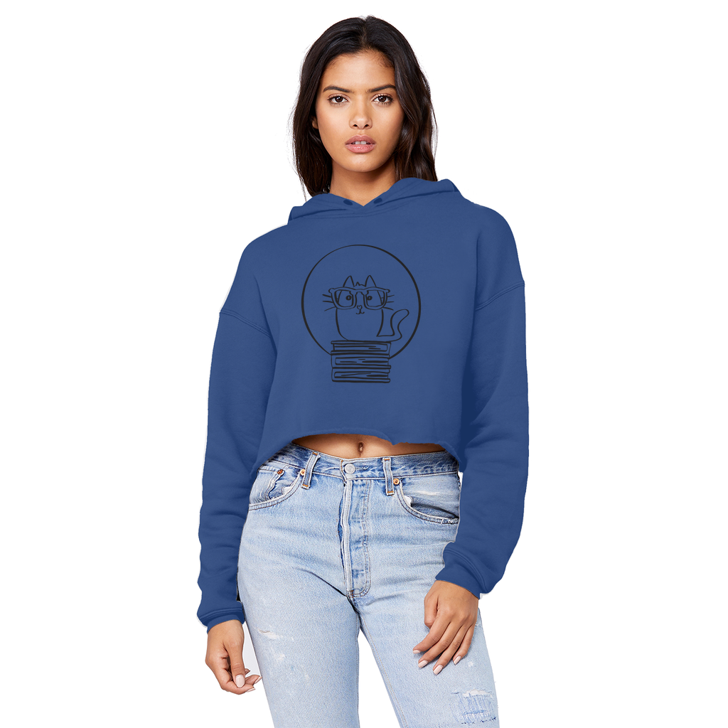 Hoodie | Cropped Raw Edge Boyfriend Style | Book Cat