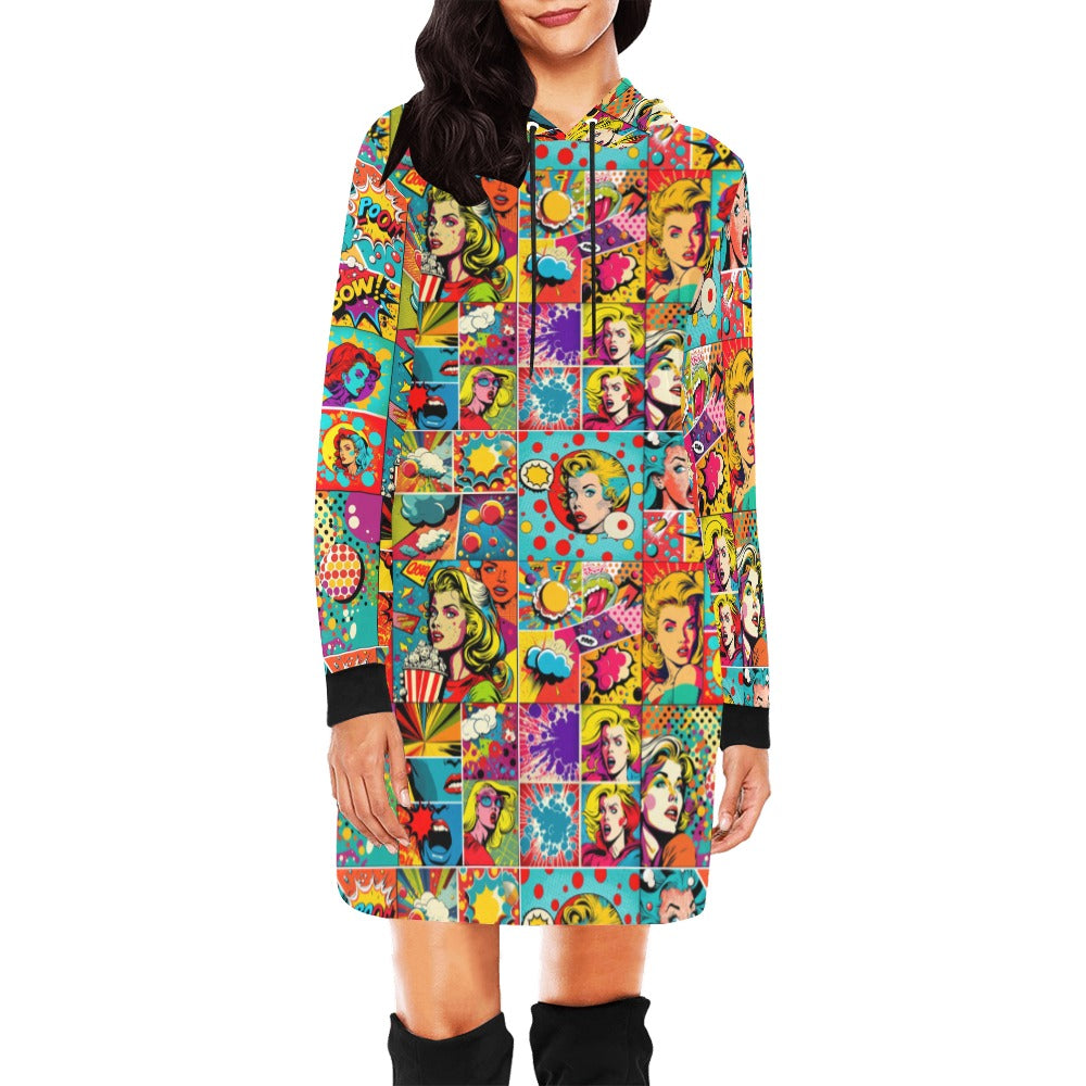 Ladies | Hoodie Mini Dress | Popart Cartoon