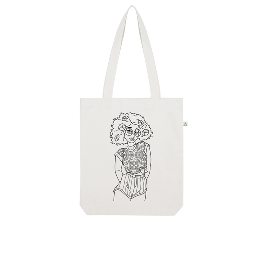 Colour It | Hippie Chick | Organic Tote Bag | Textile Art