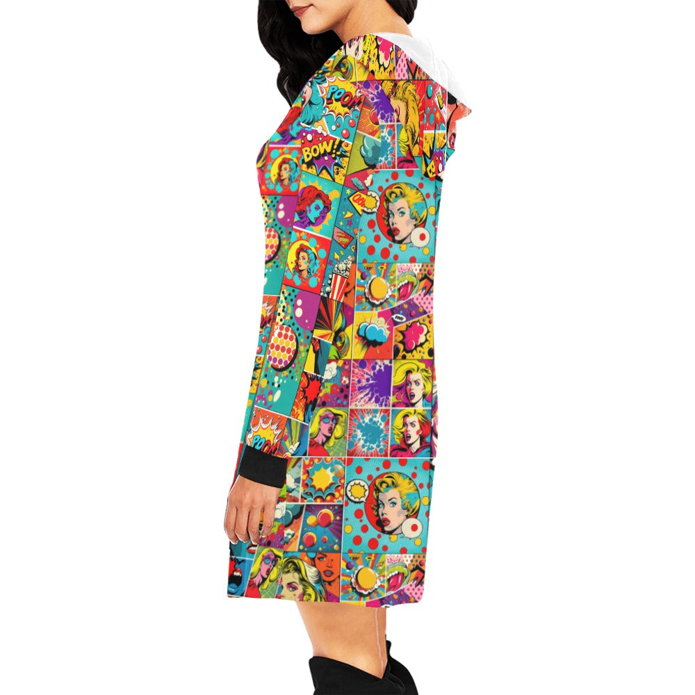 Ladies | Hoodie Mini Dress | Popart Cartoon