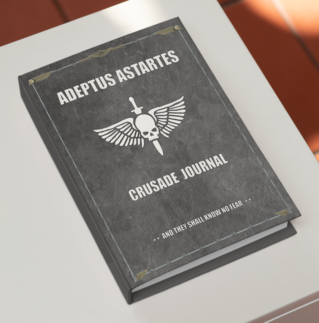Adeptus Astartes Crusade Journal Harback book on a table