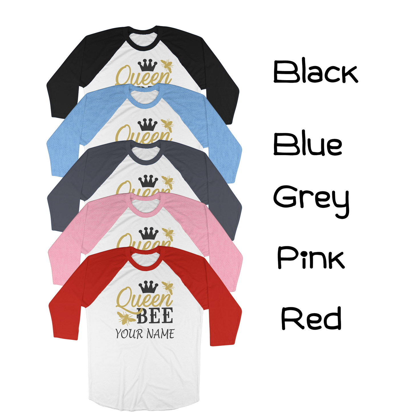 Customise It | Raglan Long Sleeve Shirt | Queen Bee