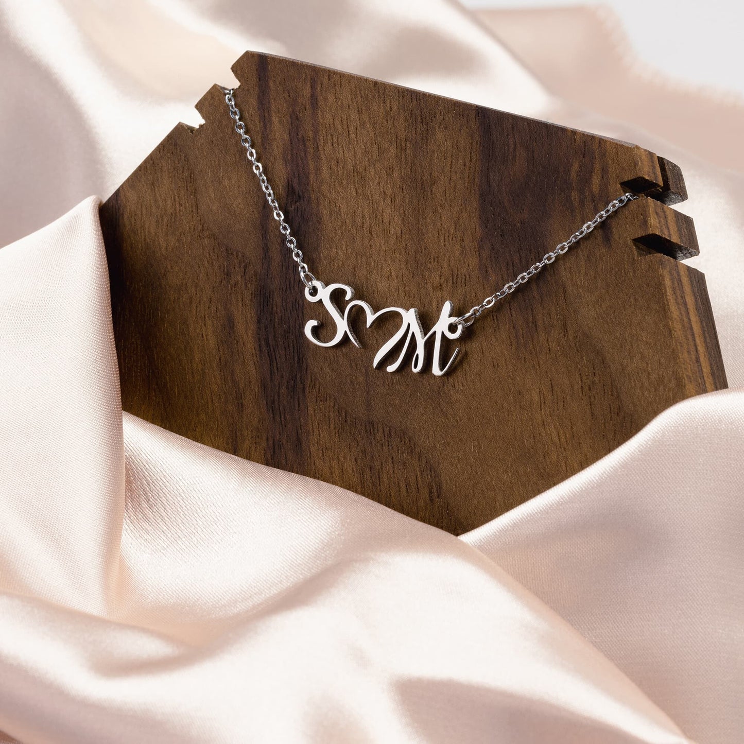 Customise It !  Double Initial & Heart Necklace | Gift Idea