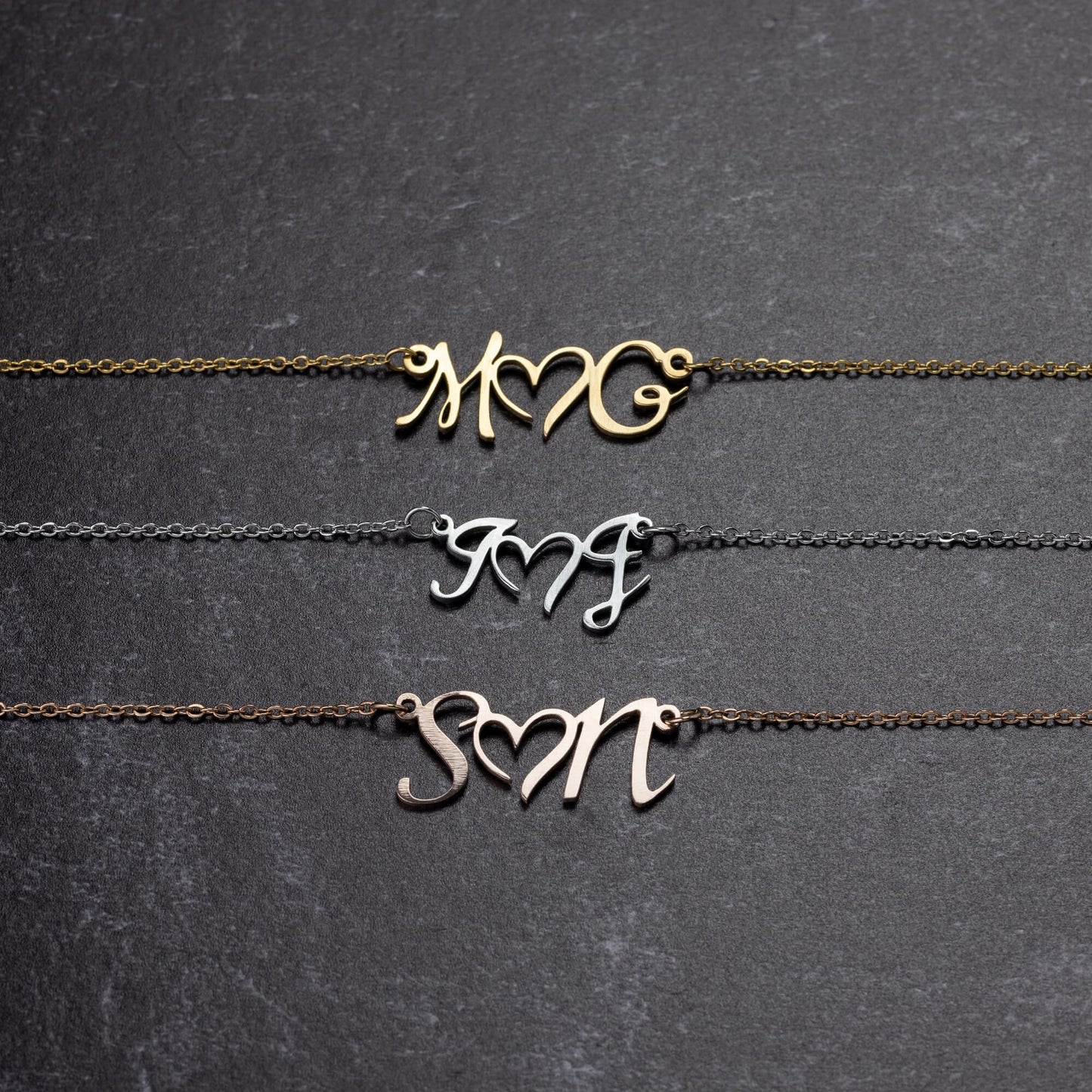 Customise It !  Double Initial & Heart Necklace | Gift Idea