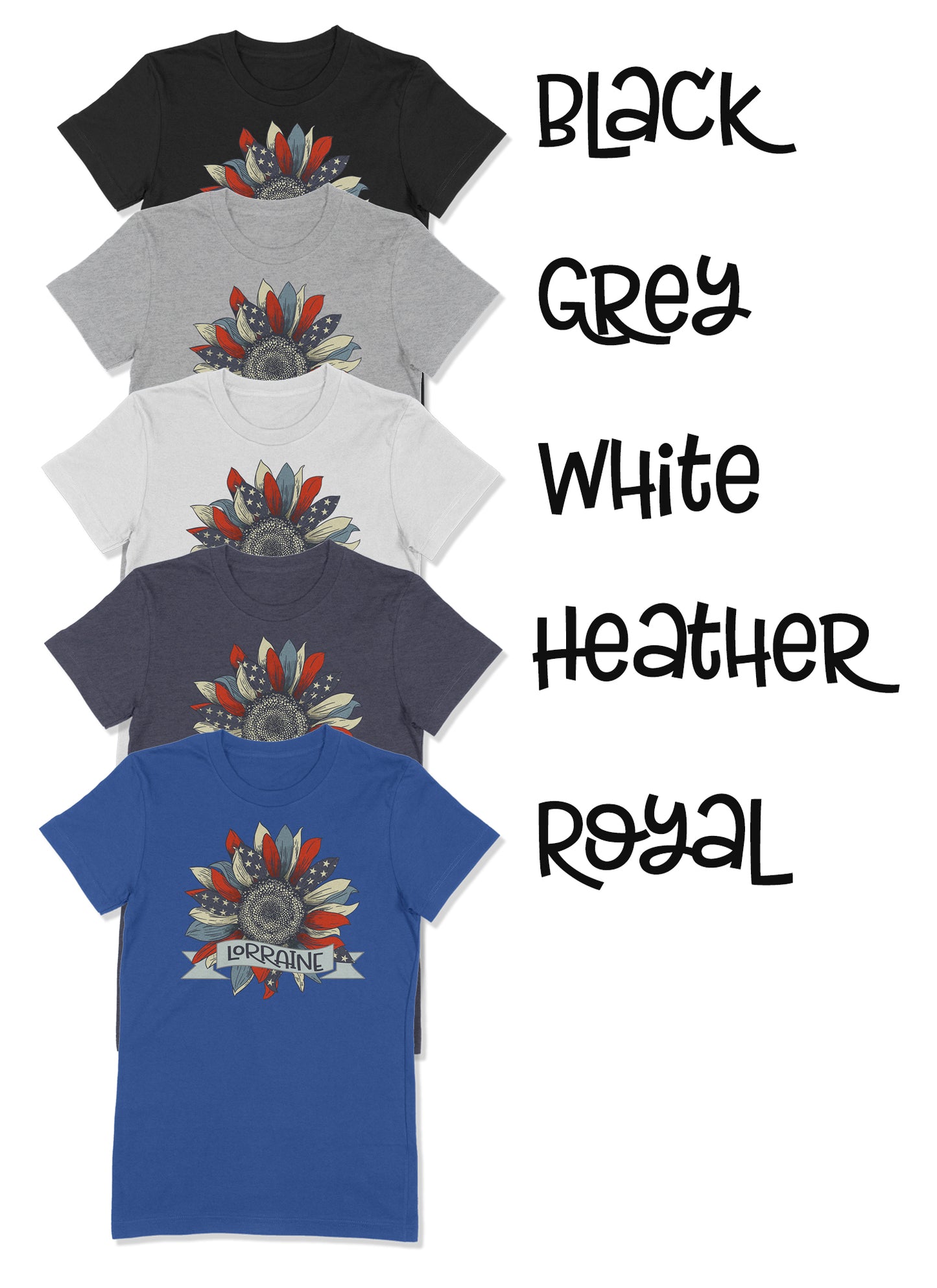 color selection usa flag sunflower t-shirt
