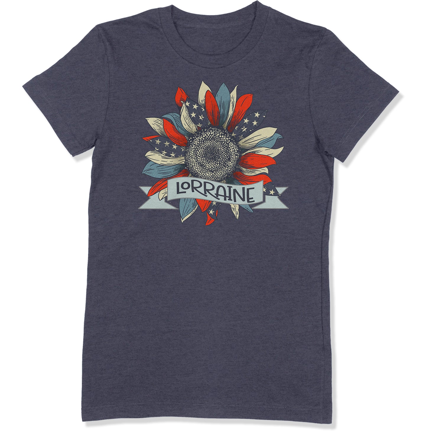 heather blue usa flag sunflower t-shirt