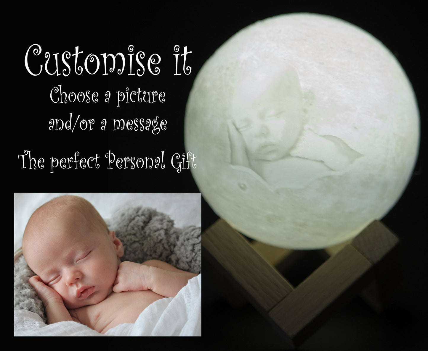 Customise It | Moon Lamp | 4 Sizes | Gift Idea