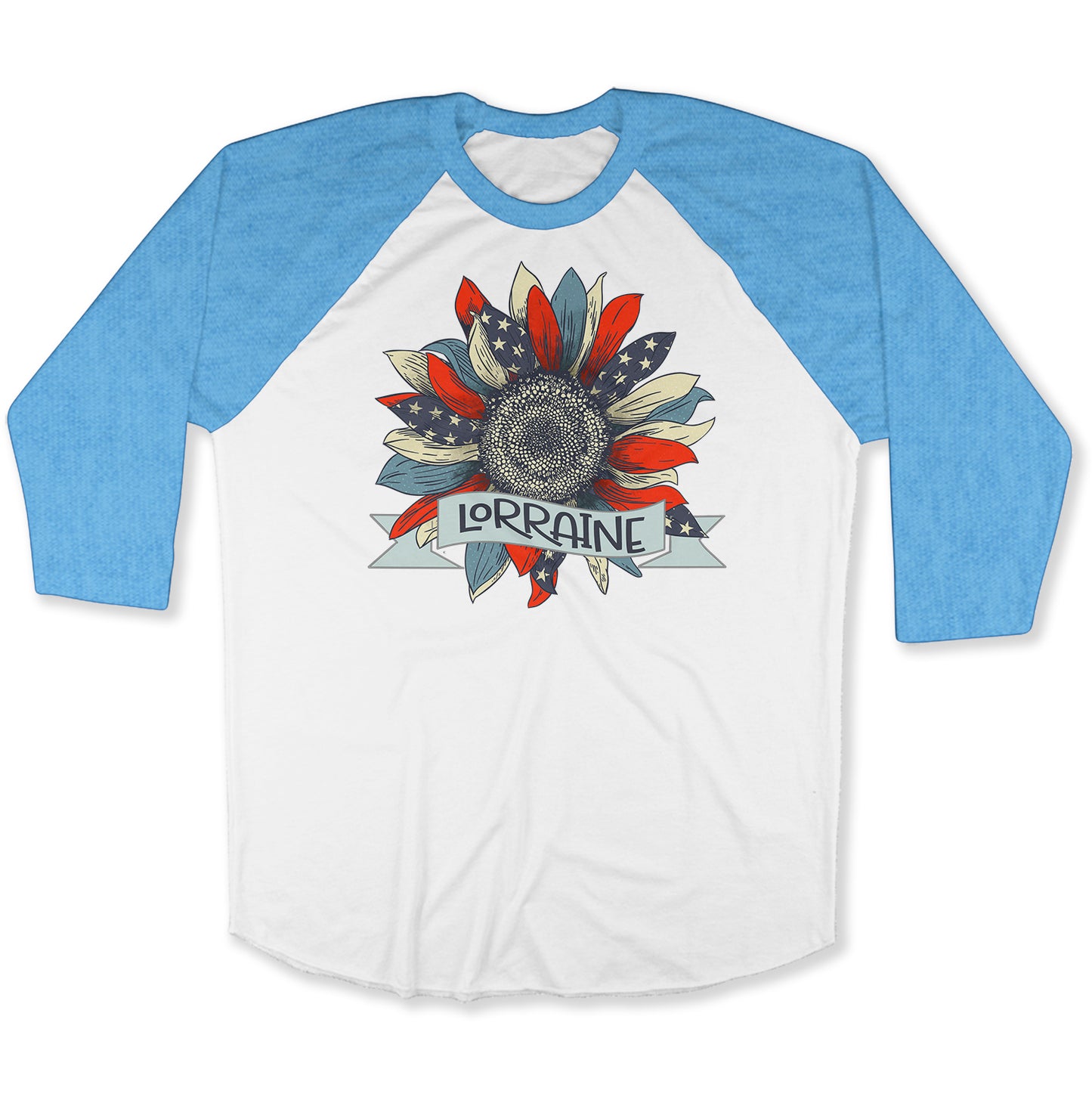 Customise It | Raglan Long Sleeve Shirt | American Flag Sunflower