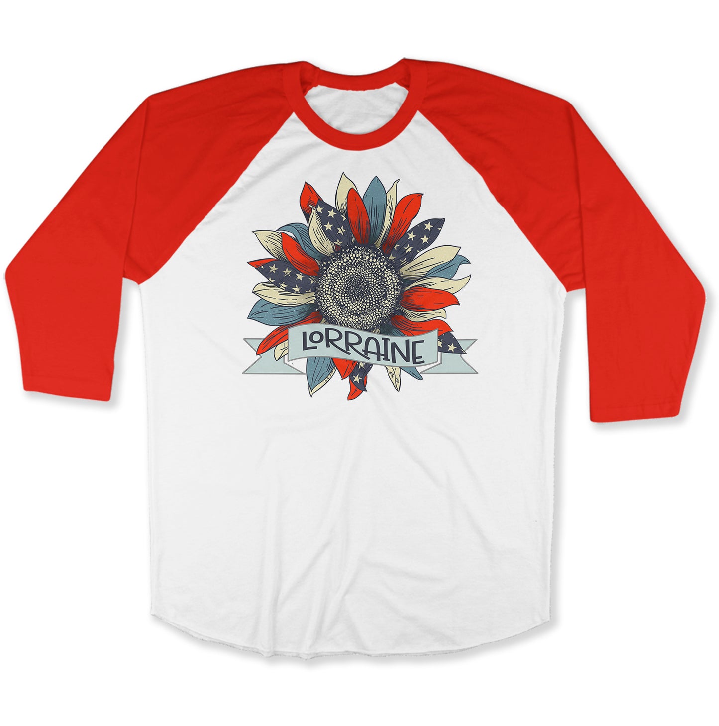 Customise It | Raglan Long Sleeve Shirt | American Flag Sunflower