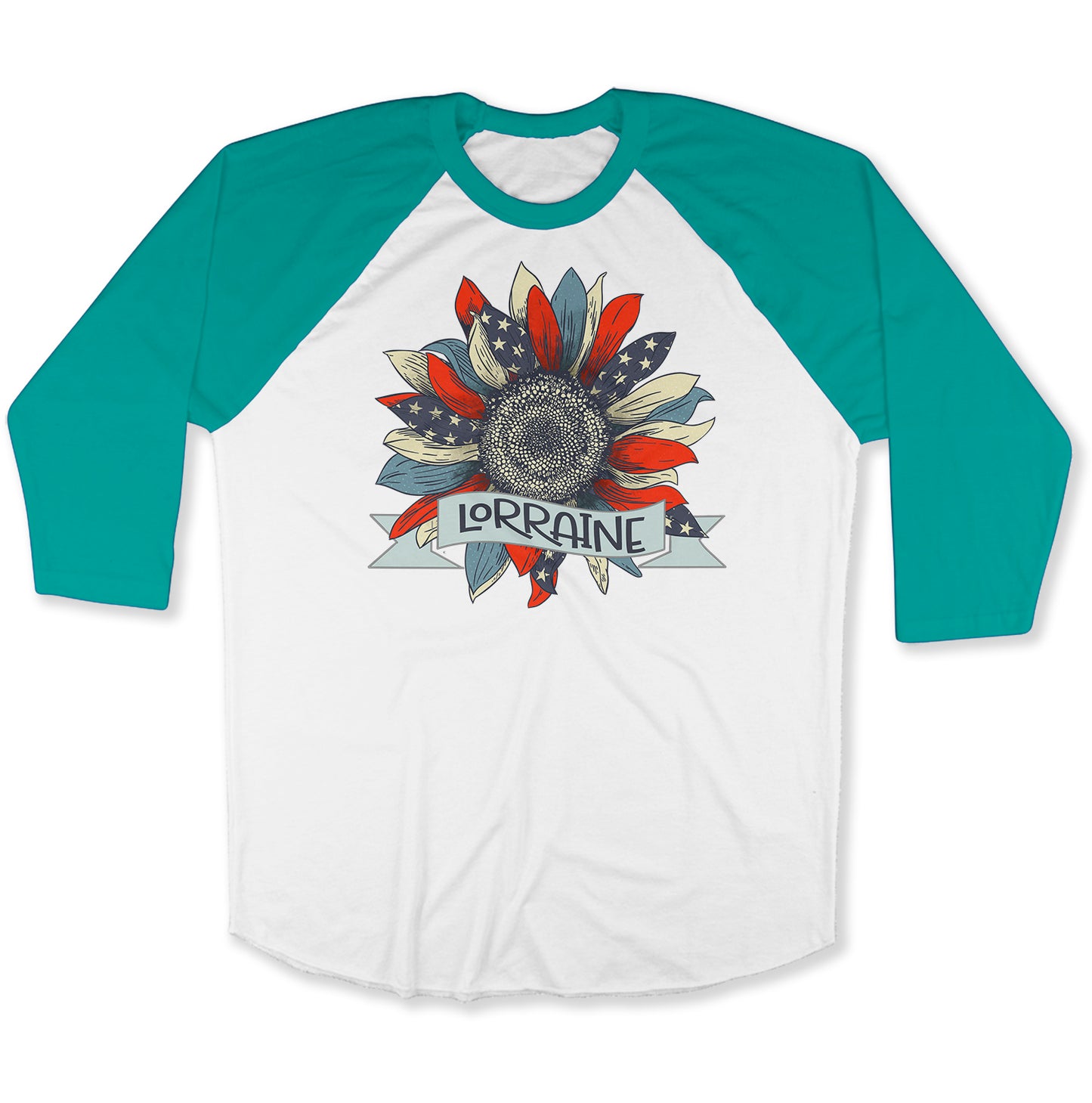 Customise It | Raglan Long Sleeve Shirt | American Flag Sunflower