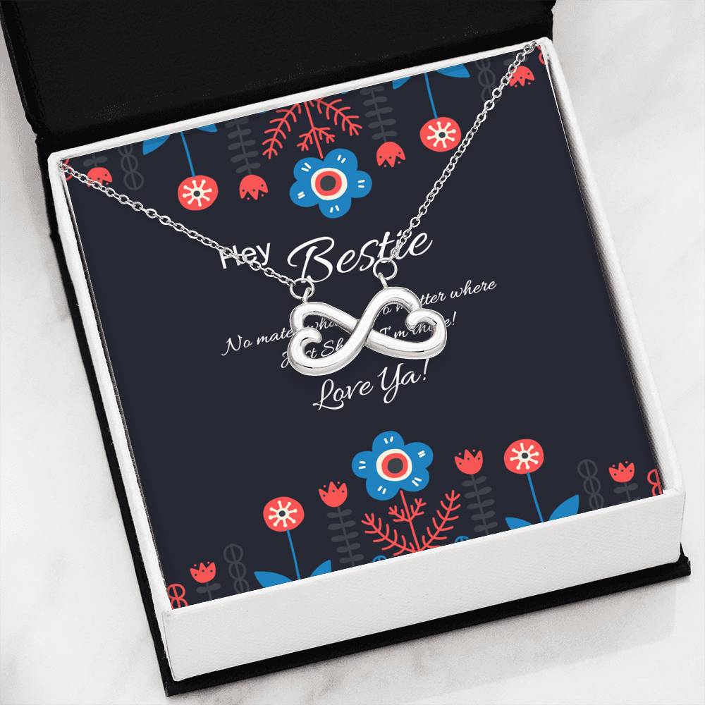 Hey Bestie | Infinity Interlocking Hearts | Best Friend Gift