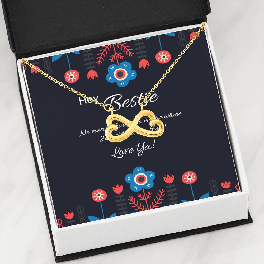 Hey Bestie | Infinity Interlocking Hearts | Best Friend Gift