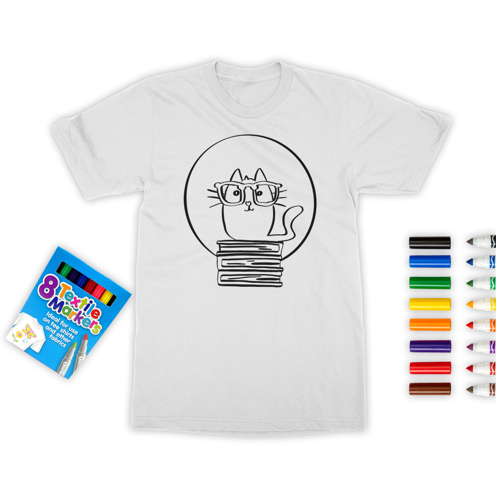 Colour It | Book Cat | T-Shirt & Pens Set