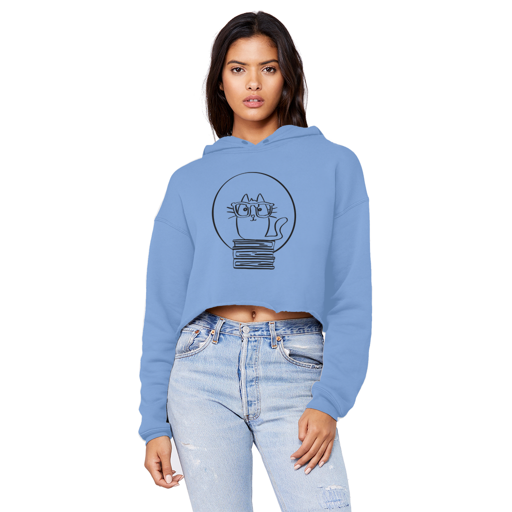 Hoodie | Cropped Raw Edge Boyfriend Style | Book Cat