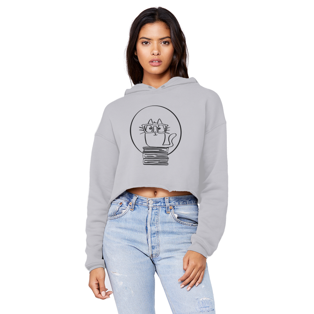 Hoodie | Cropped Raw Edge Boyfriend Style | Book Cat