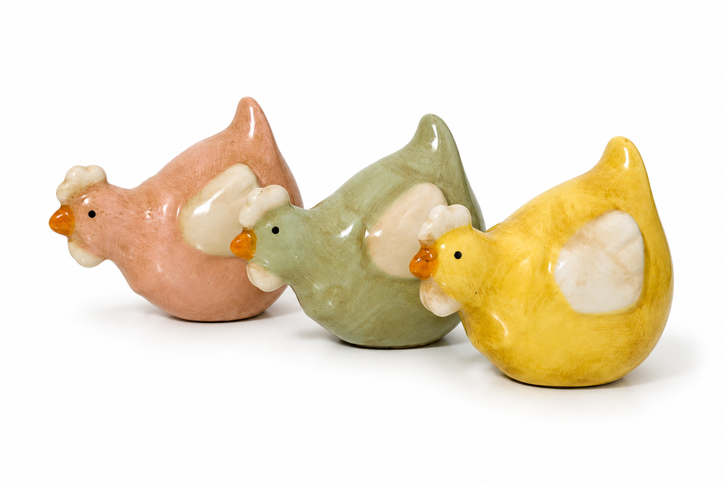 Pastel Ceramic Hen Ornament – Pink, Sage Green or Yellow