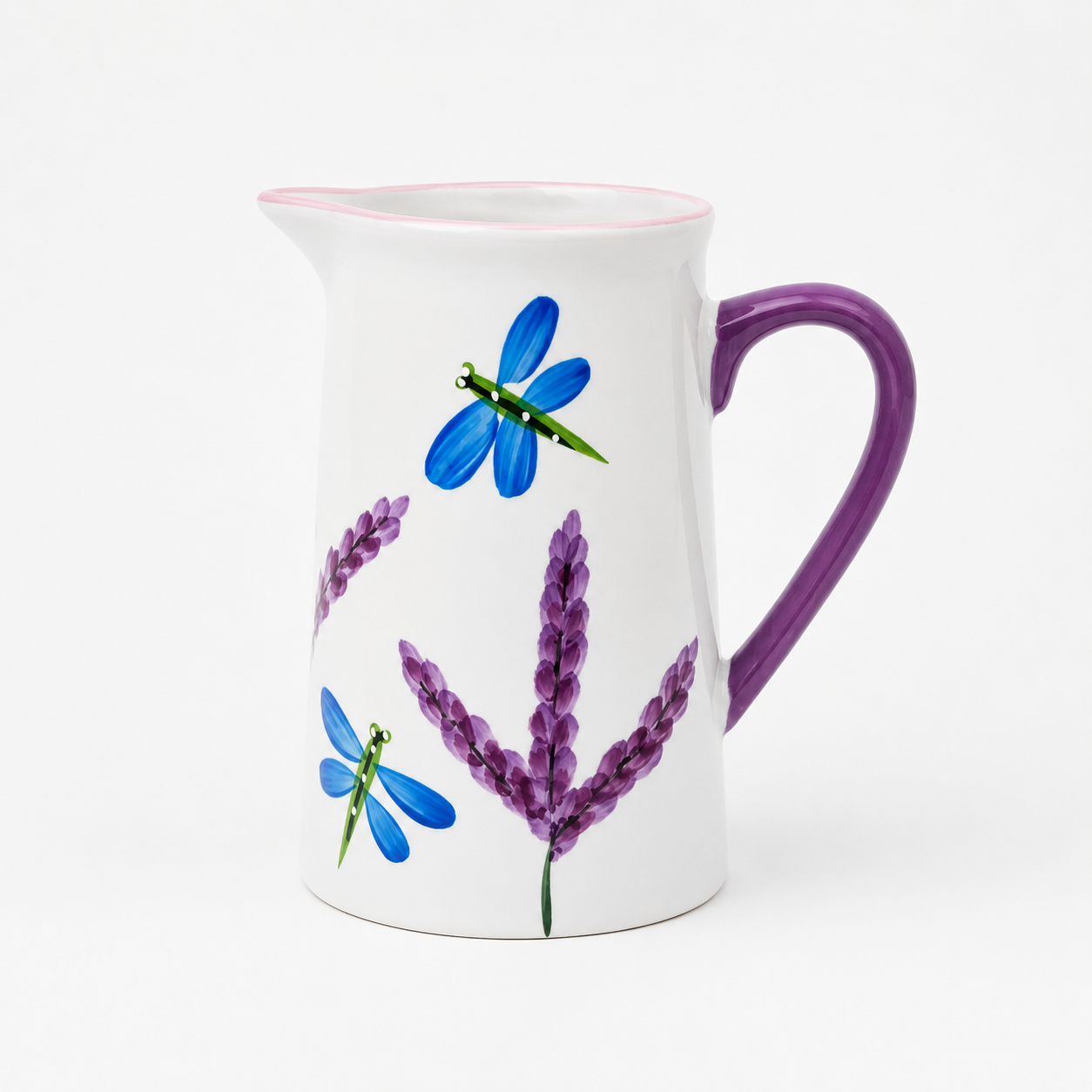 Hand Painted Floral Jug Vase – Colour Handle Design