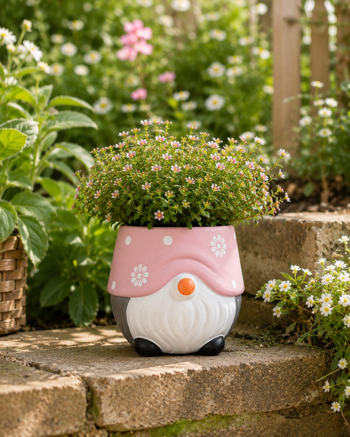 Gnome Planter Pot – Decorative Concrete Plant Pot for Indoor & Outdoor Use