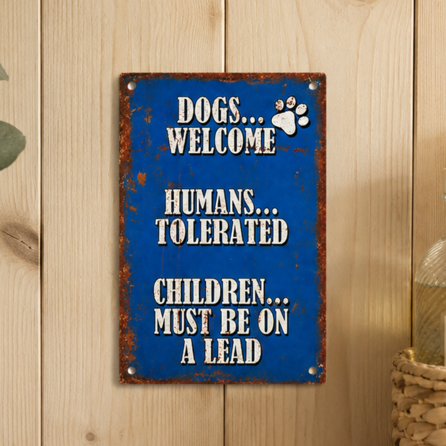 Funny Dogs Welcome Aluminium Bar & Garage Sign