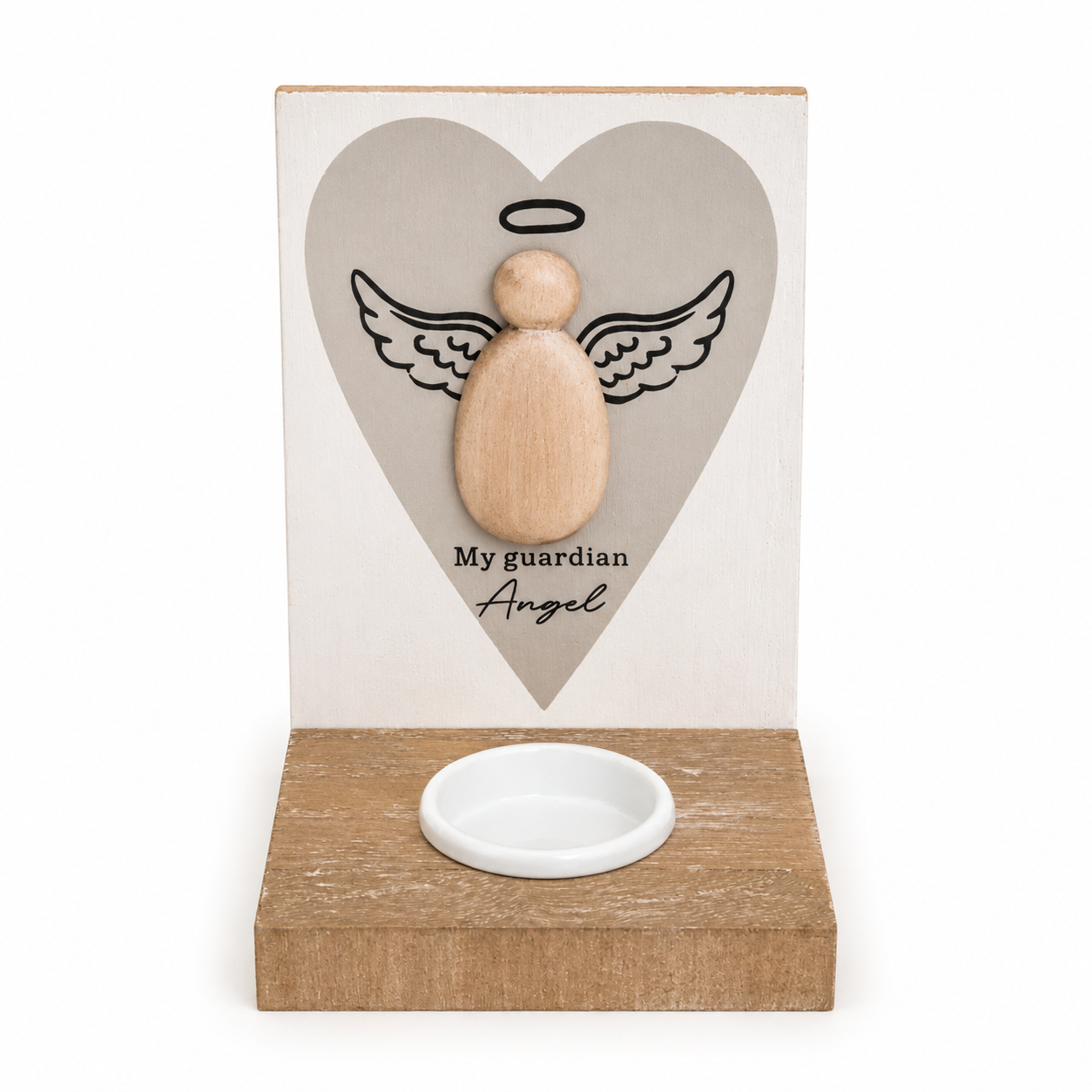 Guardian Angel Wooden Tealight Holder