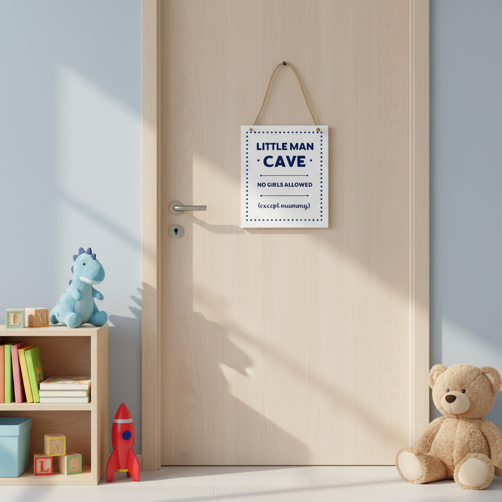 Little Man Cave Nursery Hanging Sign