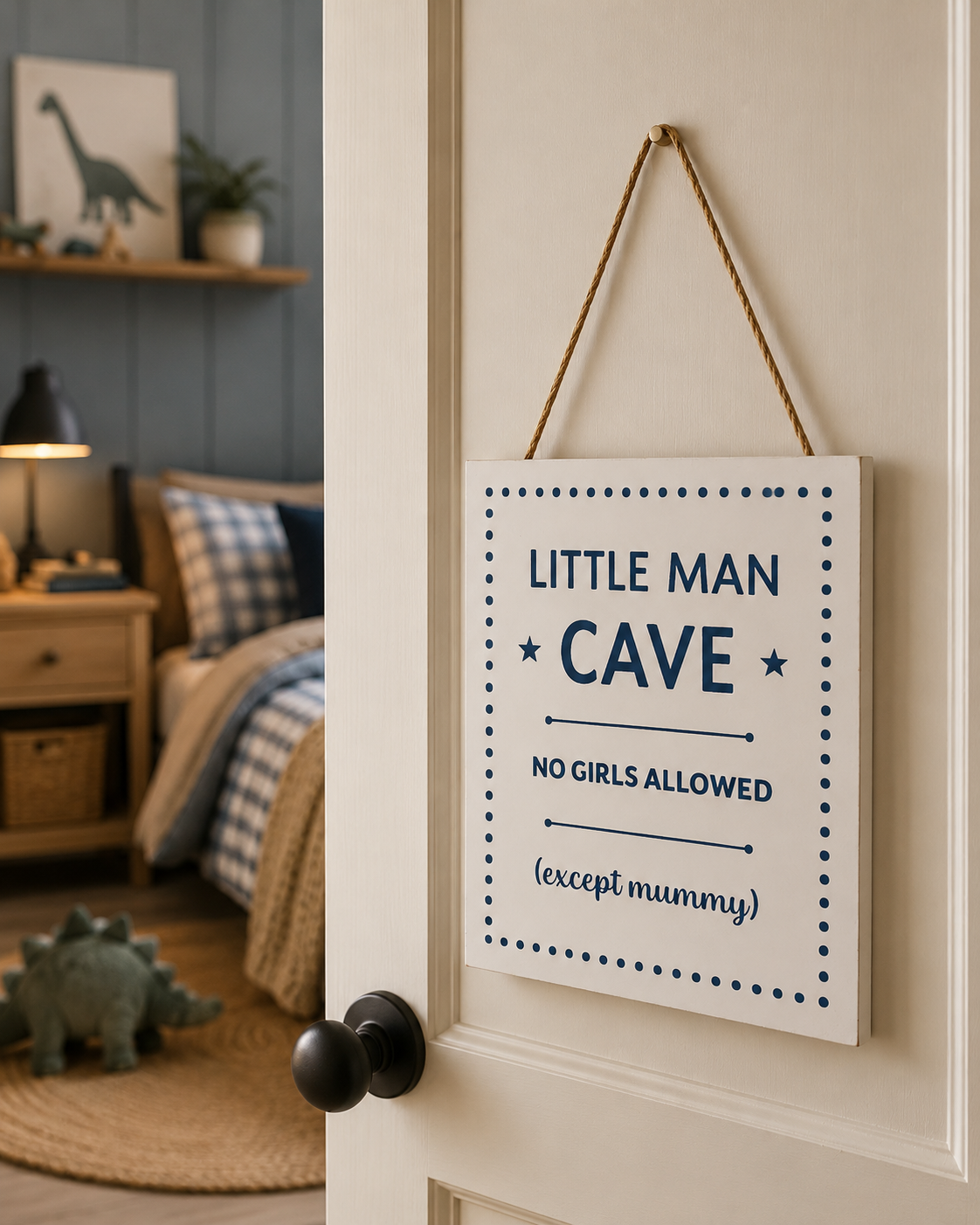 Little Man Cave Nursery Hanging Sign
