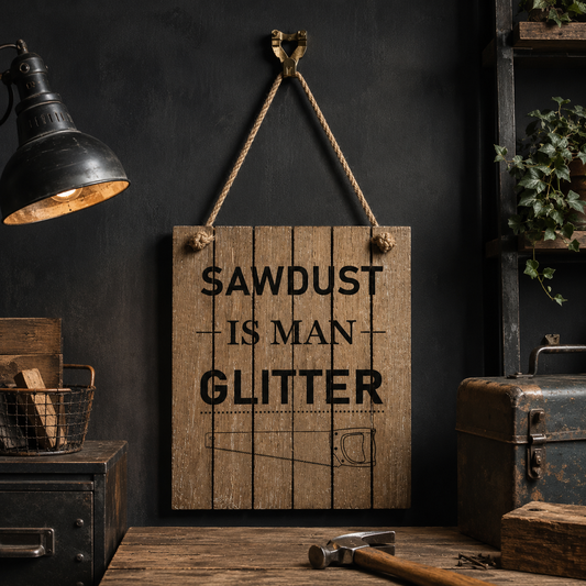 Sawdust Is Man Glitter Rustic Wooden Sign