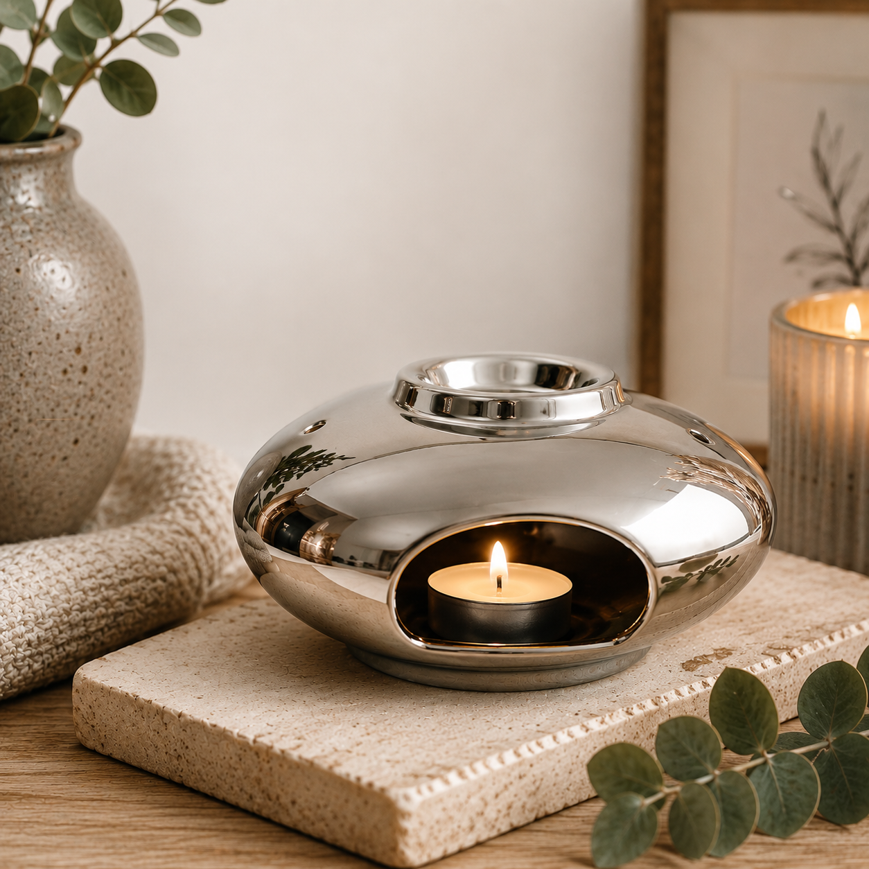 Silver Ceramic Wax Melt & Oil Burner