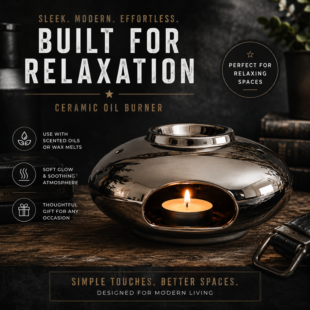 Silver Ceramic Wax Melt & Oil Burner