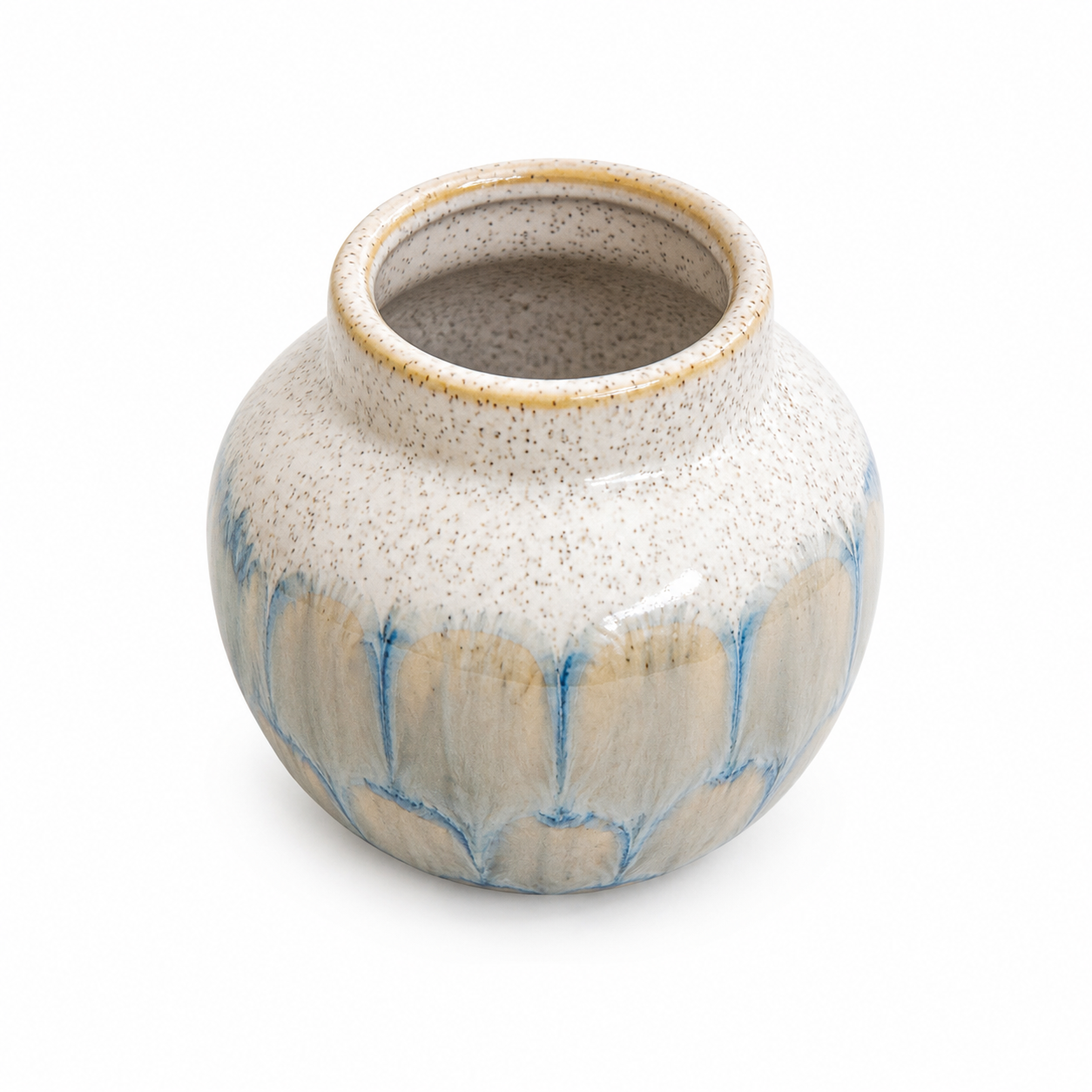 Reactive Glaze Ceramic Bud Vase – Blue & Cream – 8cm