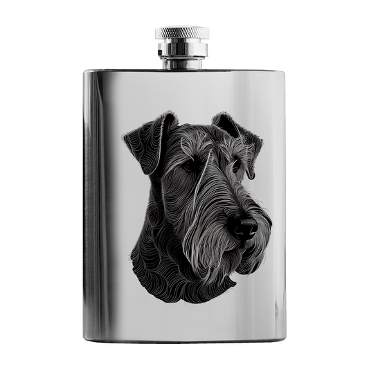 Dog Portrait Stainless Steel Hip Flask - 8 fl oz