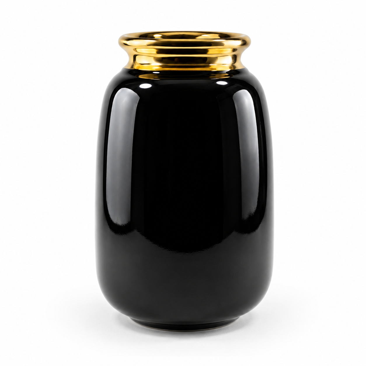 Luxury Ceramic Vase with Gold Rim | Black & Sage Green Home Decor Vase