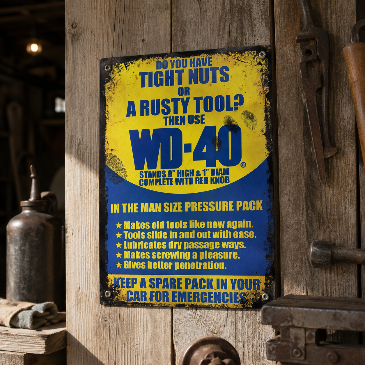 Funny WD-40 Style Aluminium Bar & Garage Sign