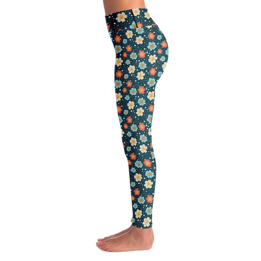 Flower Power | Blue | Yoga Leggings