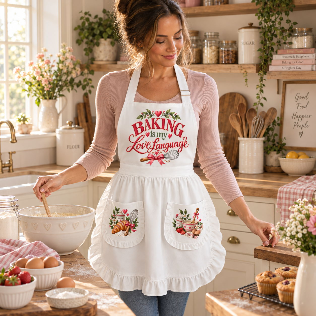 Baking Is My Love Language Ruffled Apron – Gift for Bakers