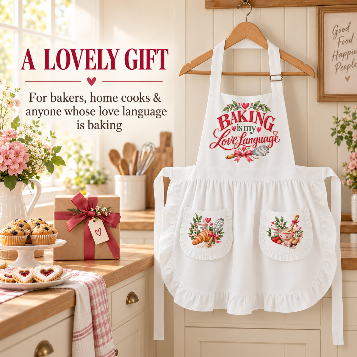 Baking Is My Love Language Ruffled Apron – Gift for Bakers