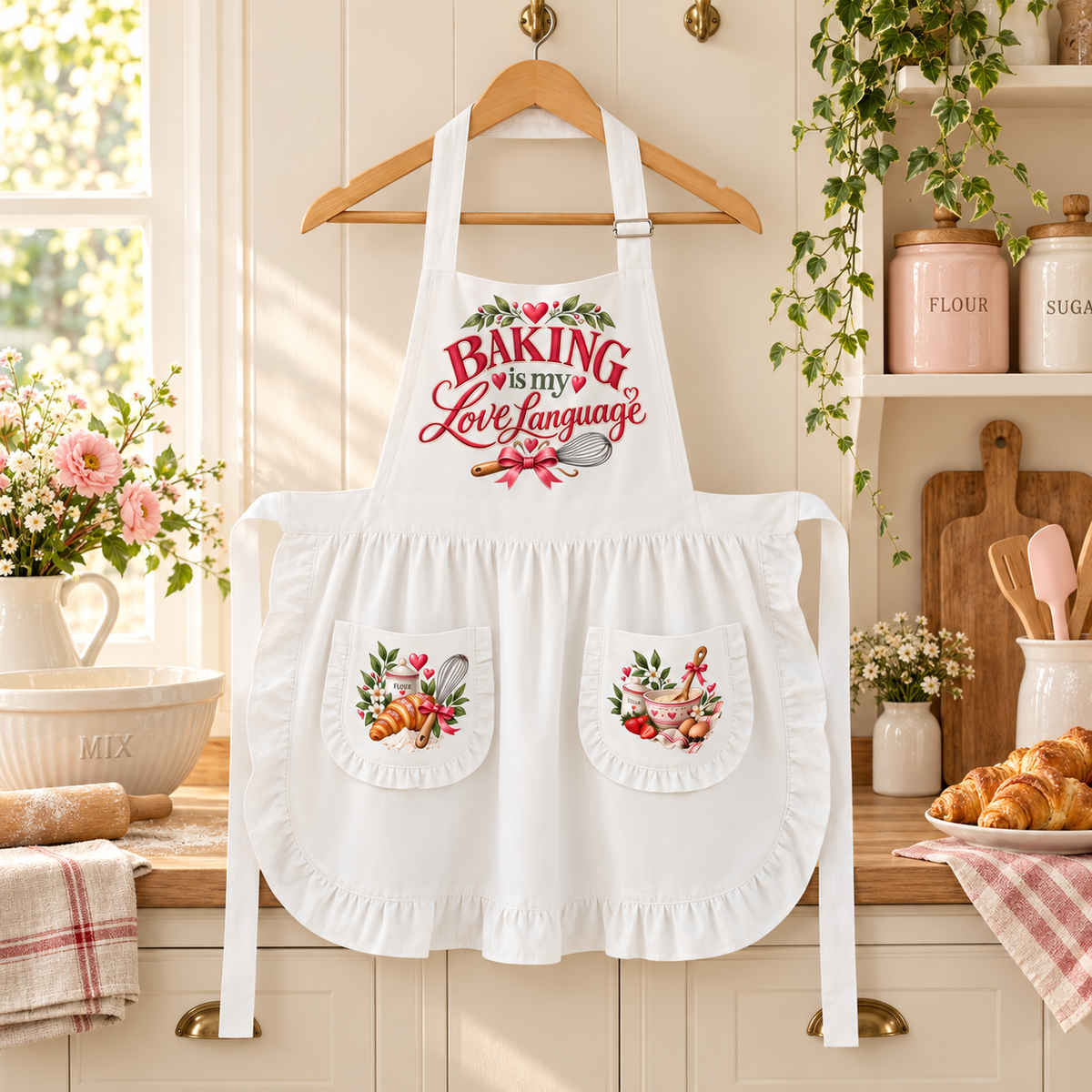 Baking Is My Love Language Ruffled Apron – Gift for Bakers