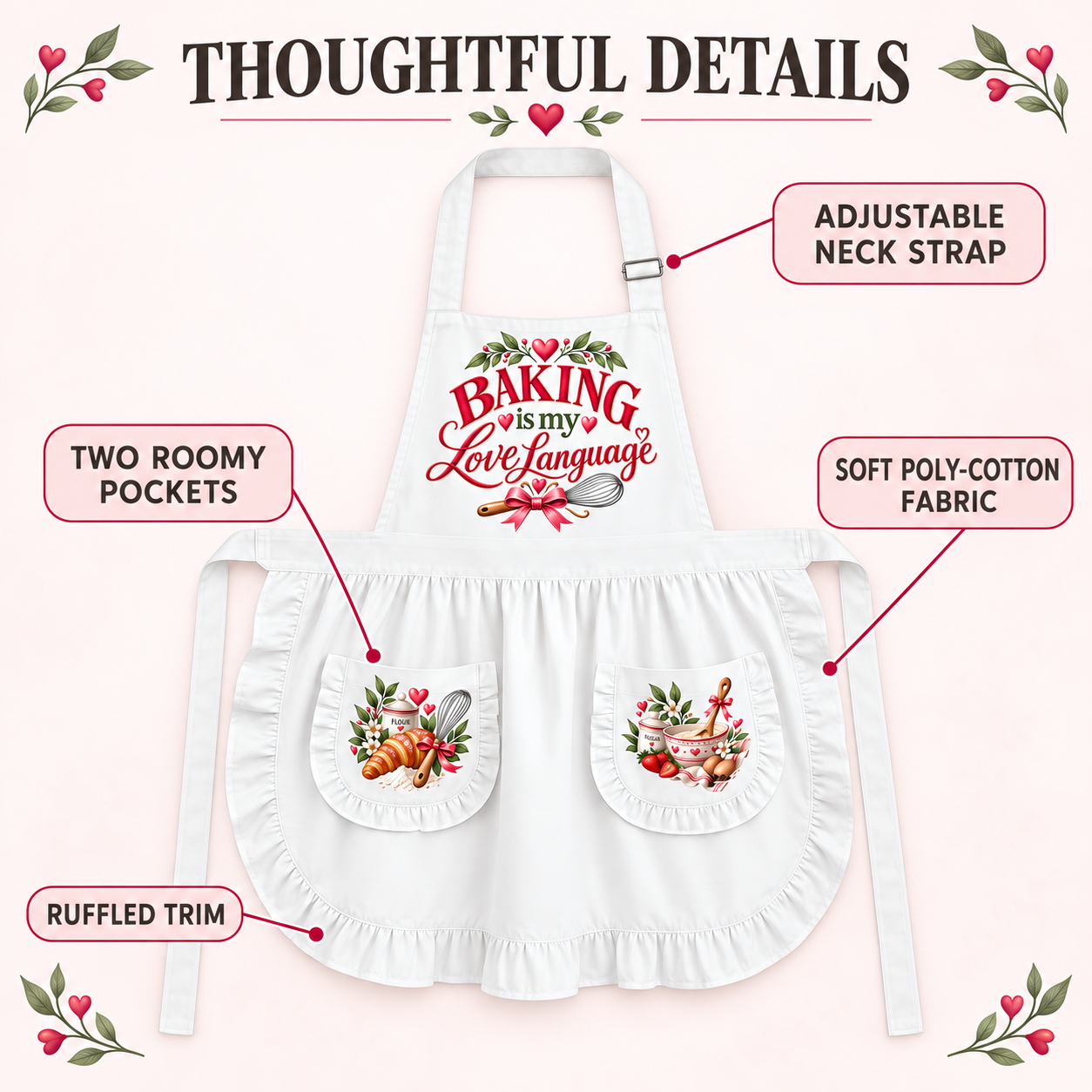 Baking Is My Love Language Ruffled Apron – Gift for Bakers