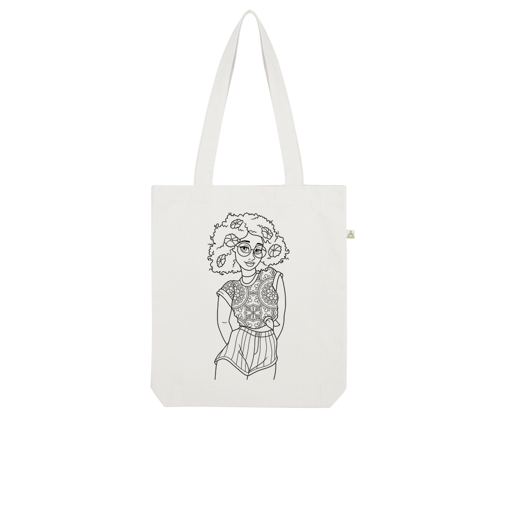 Colour It | Hippie Chick | Organic Tote Bag | Textile Art