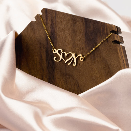 Customise It !  Double Initial & Heart Necklace | Gift Idea